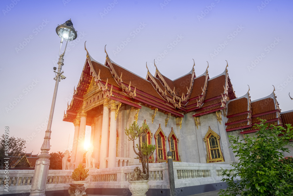 The Marble church of Buddhism in Wat Benchamabopit Dusitvanaram Temple in Bangkok,Thailand