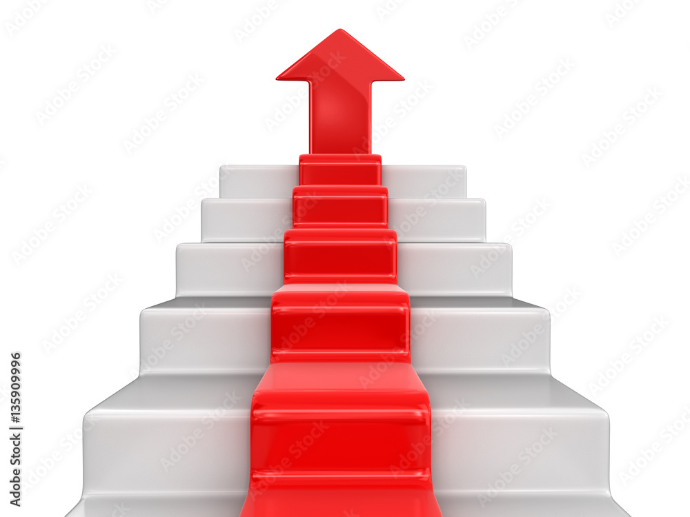 Staircase and arrow up. Image with clipping path Staircase and arrow up. Image with clipping path
