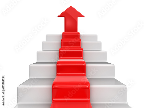 Staircase and arrow up. Image with clipping path