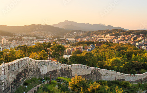Canvas Print Hanyangdoseong, a fortress wall in Seoul city in Korea.