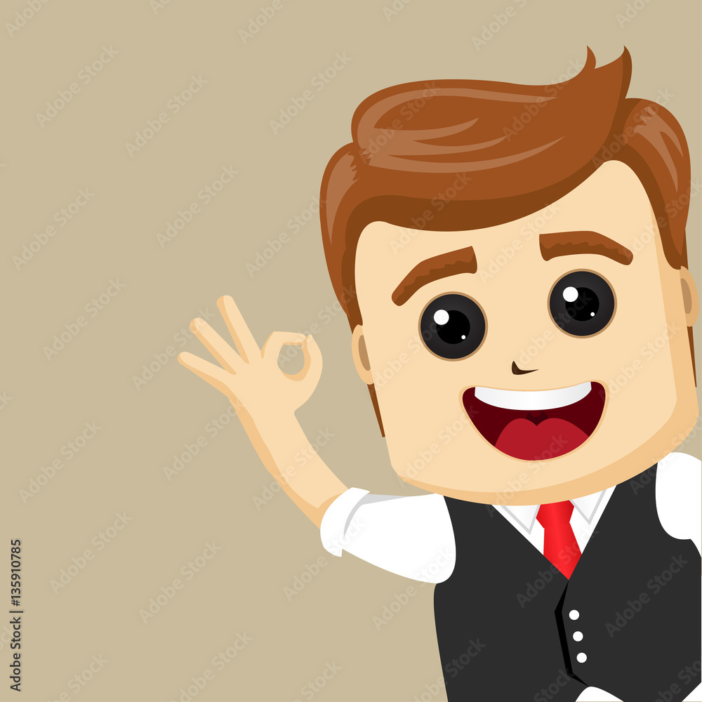 Vector businessman show OK. Happy business man. Vector businessman show OK. Happy business man.