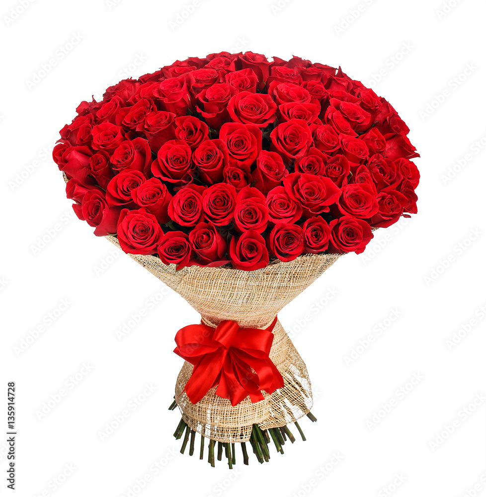 Naklejka premium Flower bouquet of 100 red roses