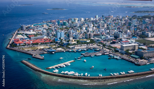 Aerial view of Malé, the capital of the Maldives photo