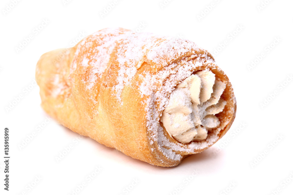 Custard tube filled with cream