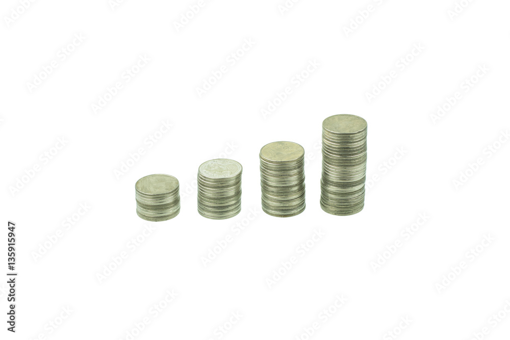 coins stacks isolated on white coins stacks isolated on white