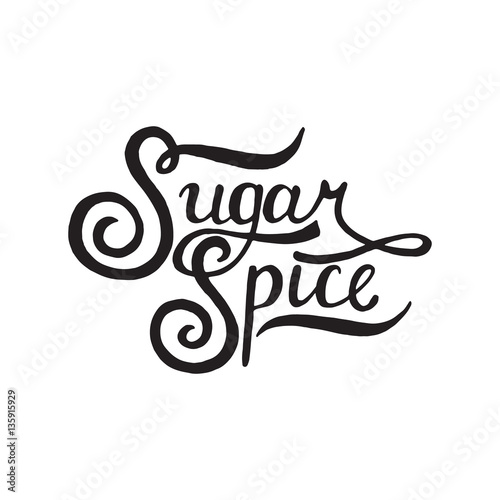 Sugar and Spice. lettering inscription handwritten quote, calligraphy writing, vector illustration