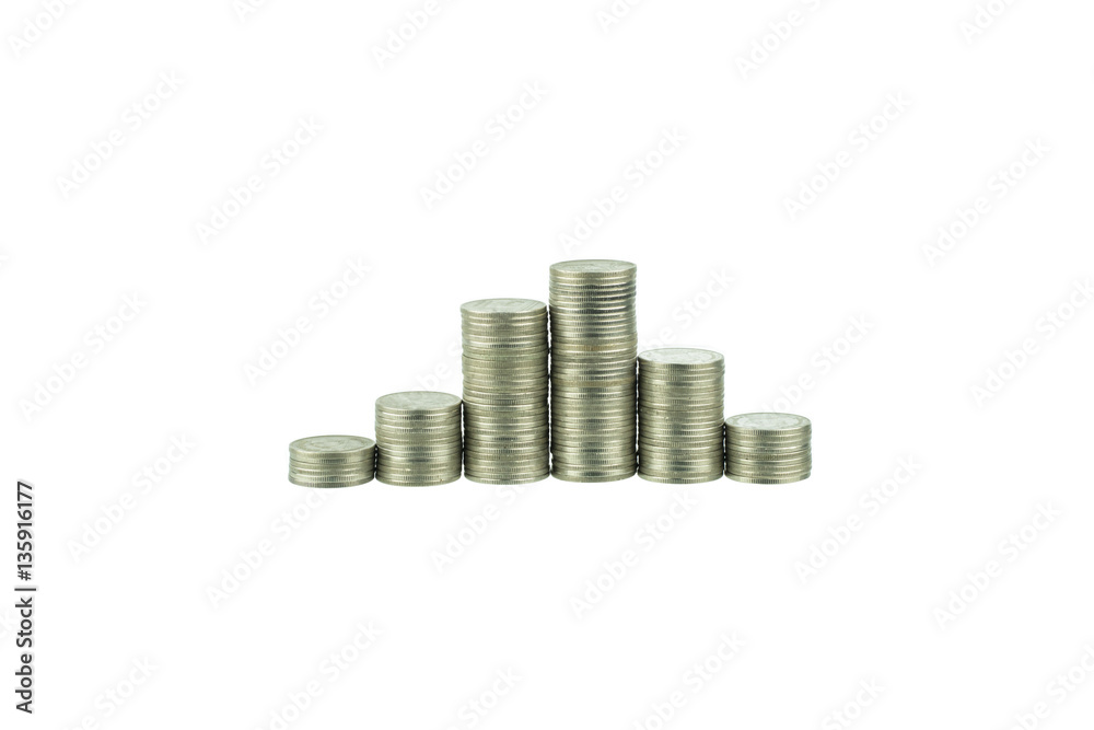 coins stacks isolated on white coins stacks isolated on white