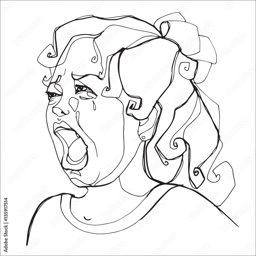 Young girl severely crying, human emotions Young girl severely crying, human emotions
