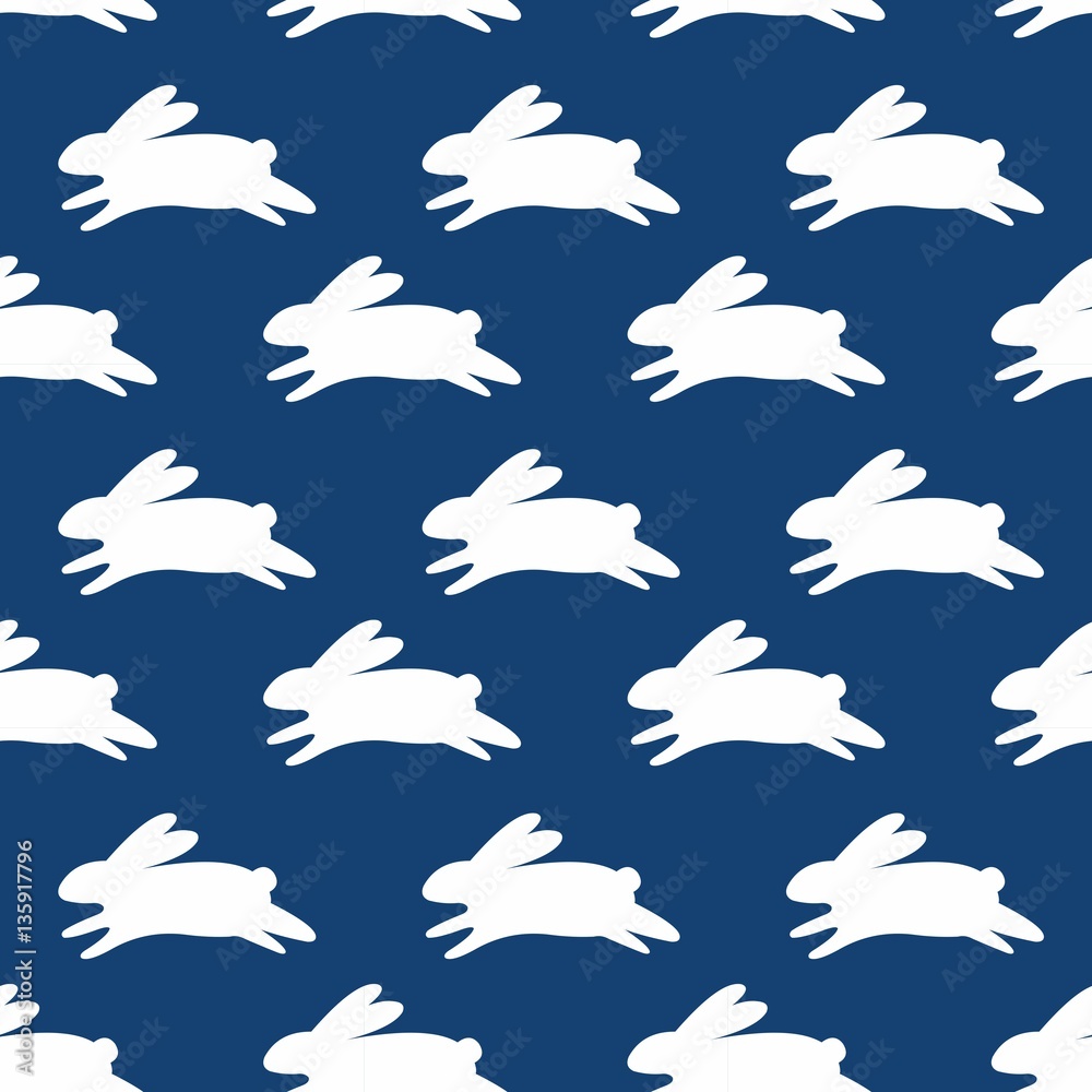 Obraz premium Seamless pattern with white rabbits
