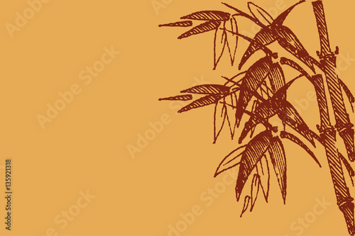 Vector illustration with bamboo on sand background