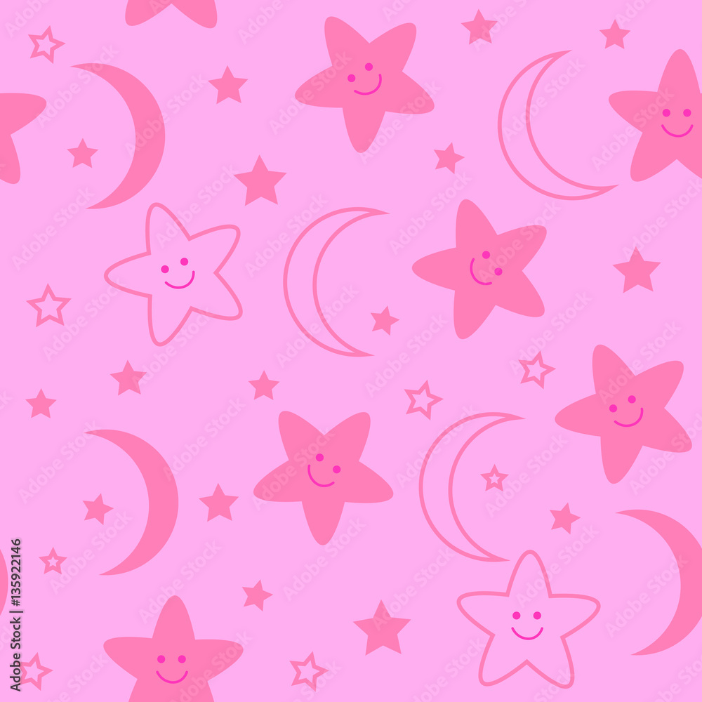 Seamless pattern with night stars and moon Seamless pattern with night stars and moon
