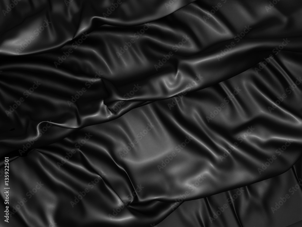 Fototapeta premium Abstract Black Silk Satin Cloth Background