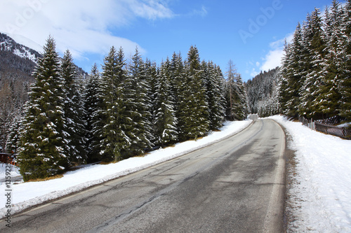 Winter mountain road