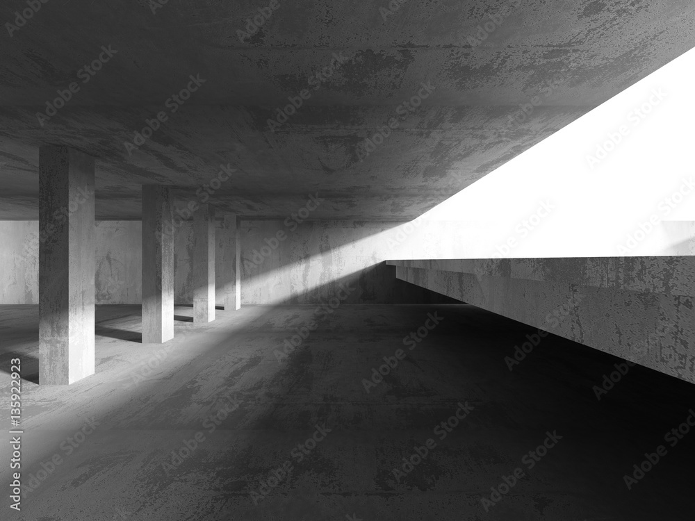 Fototapeta Empty dark abstract concrete room interior architecture