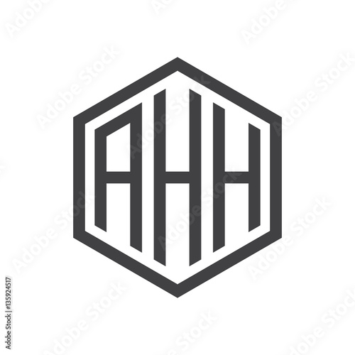 initial three letter logo hexagon black 