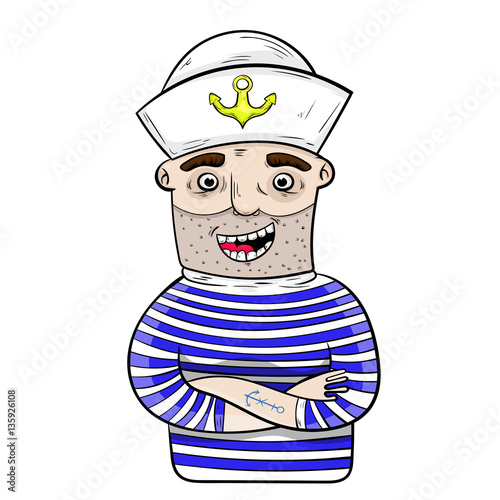 Cartoon funny sailor. vector.