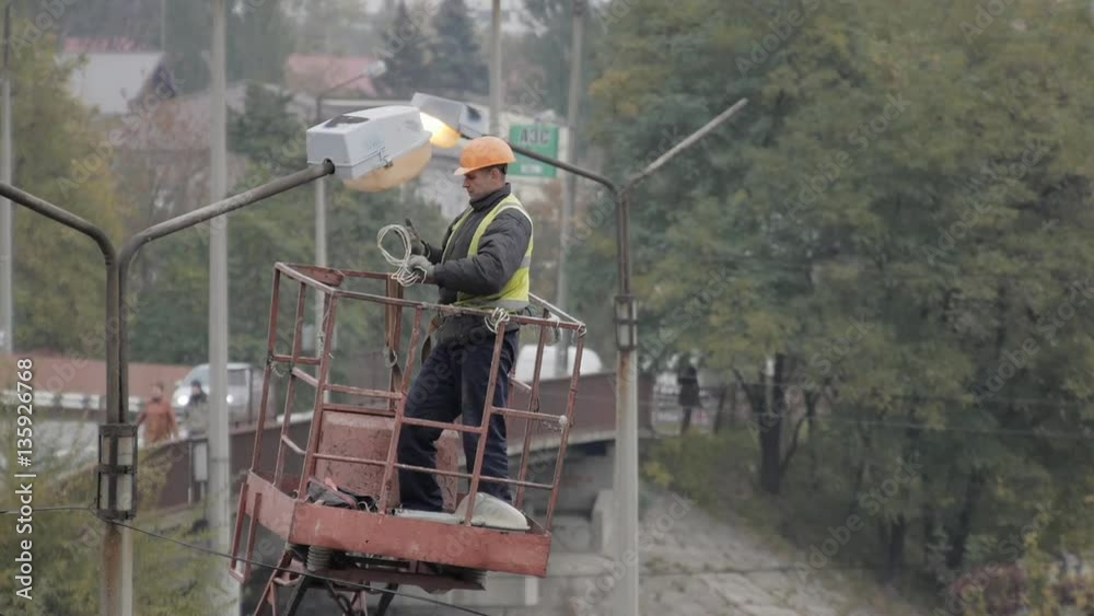 Repair of street lighting. Technician to repair street lighting in