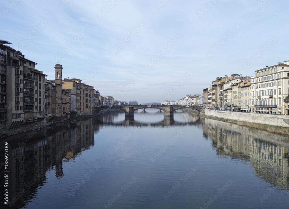 View of the Ponte Santa Trinita over the Arno River 