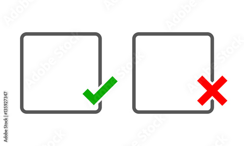 Square frames with Yes and No check marks. Vector illustration.