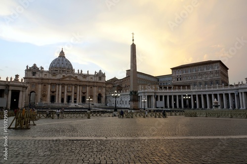 St. Peter`s Square (Piazza San Pietro) and St. Peter's Basilica, Vatican, Rome, Italy