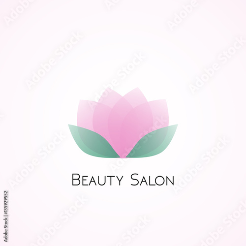 Fototapeta Naklejka Na Ścianę i Meble -  Beauty salon logotype with transparent pink flower