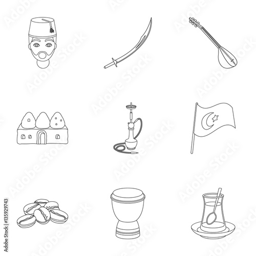 Turkey set icons in outline style. Big collection of Turkey vector symbol stock illustration