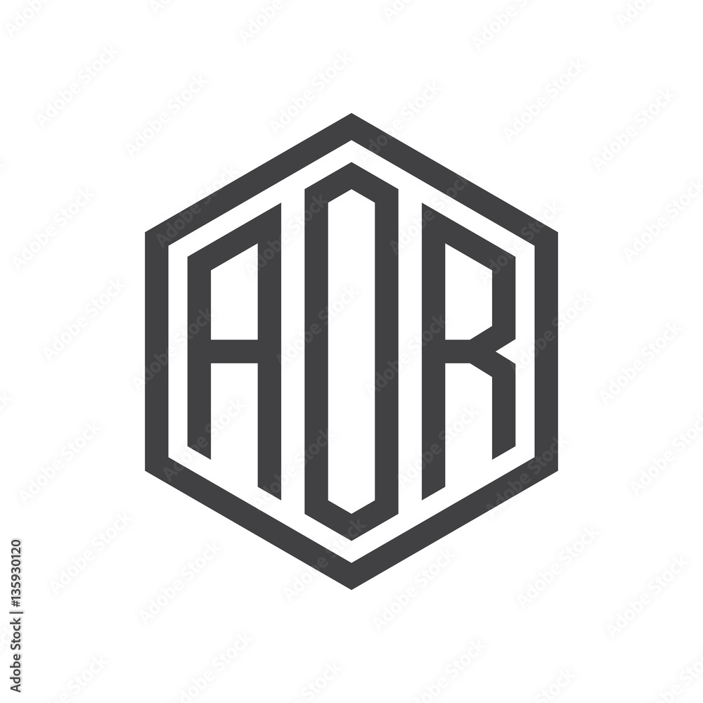 initial three letter logo hexagon black