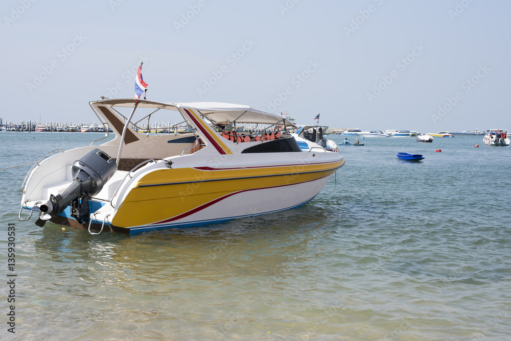 speed boat in tropical sea