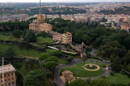 View of the building and gardens in Vatican, Rome, Italy