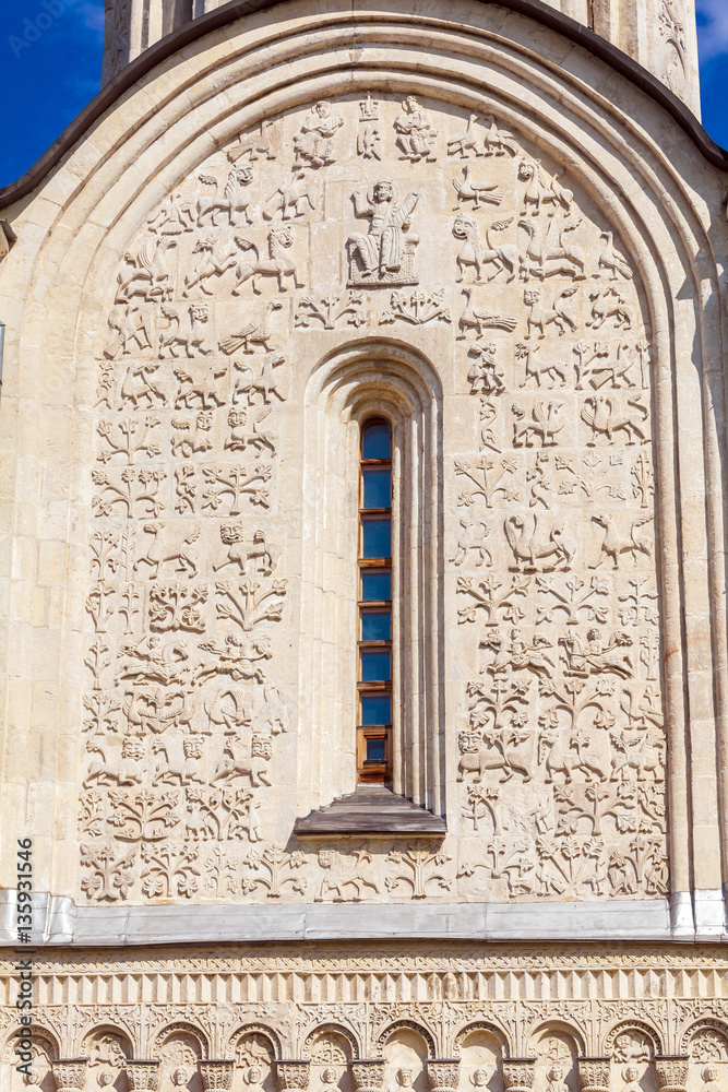 Stone carving on the walls of Saint Demetrius cathedral, Vladimi