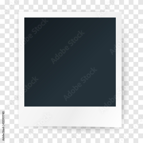 Paper frame for photo on transparent background, vector illustration.