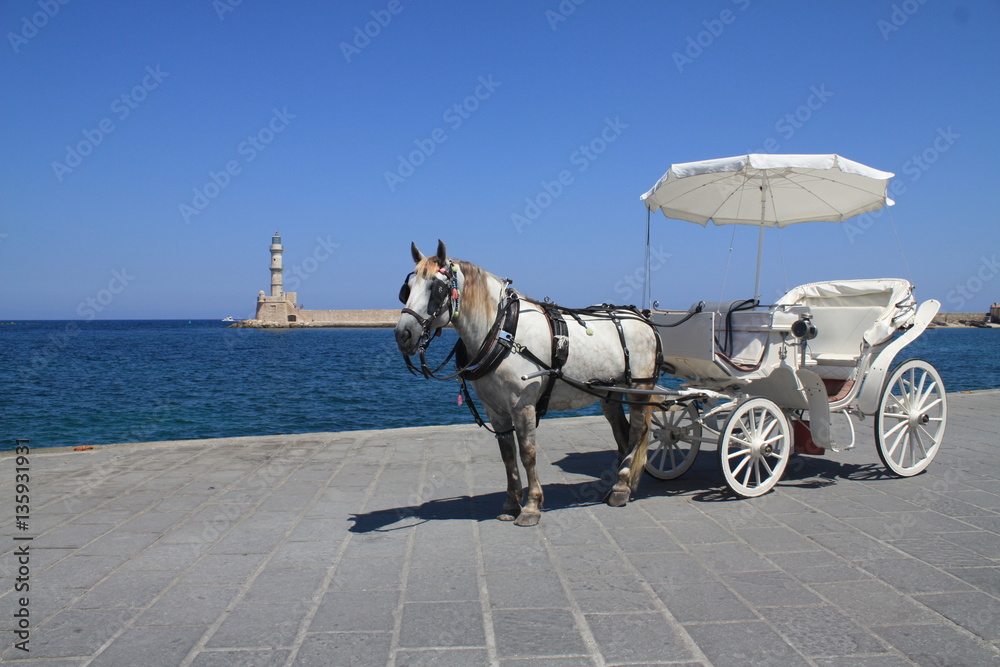 Horse carriage, Chania harbour 