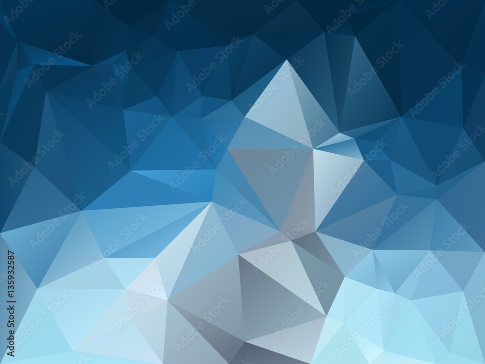 vector abstract irregular polygon background with a triangle pattern in dark blue, gray and light turquoise  color - horizontal gradient