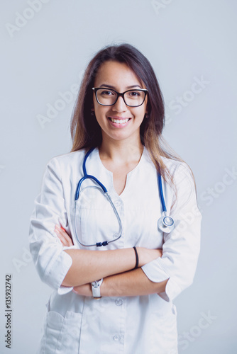 Doctor on white background.