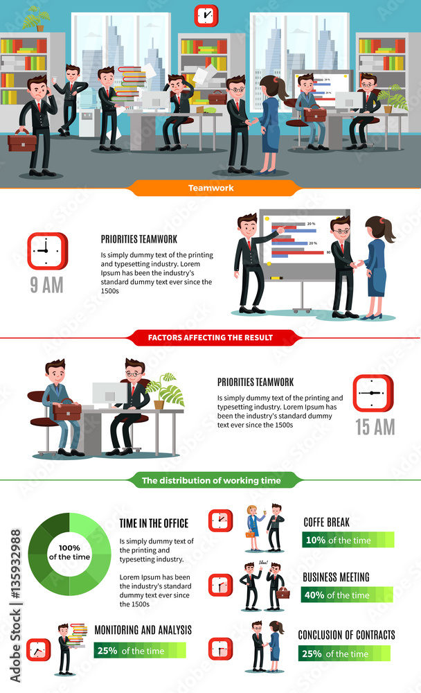 Teamwork Business Flat Infographic Template Teamwork Business Flat Infographic Template
