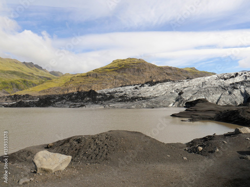 Gletscherzunge des Gletschers Solheimajökull in Island