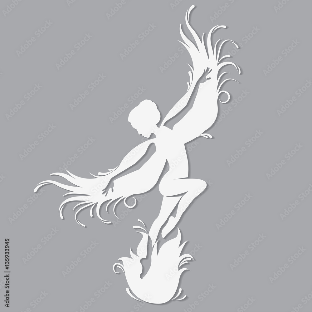 Fototapeta premium Template fairy for cut of laser or engraved. Stencil for paper, plastic, wood, laser cut acrylic. Decoration for windows, wall and interior design. 