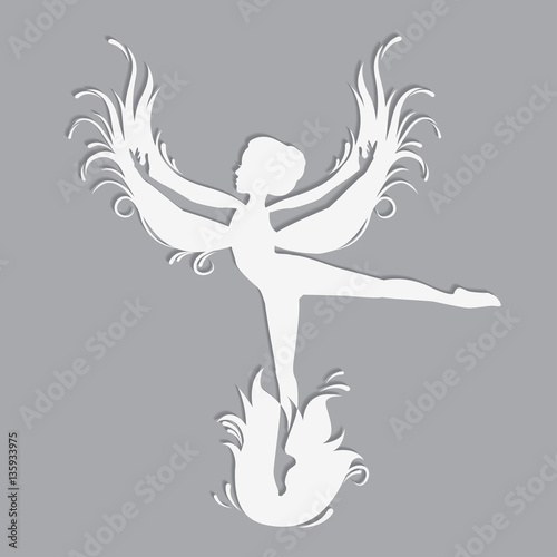 Template fairy for cut of laser or engraved. Stencil for paper, plastic, wood, laser cut acrylic. Decoration for windows, wall and interior design. 
