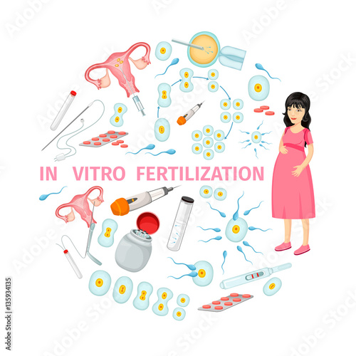 In Vitro Fertilization Cartoon Concept