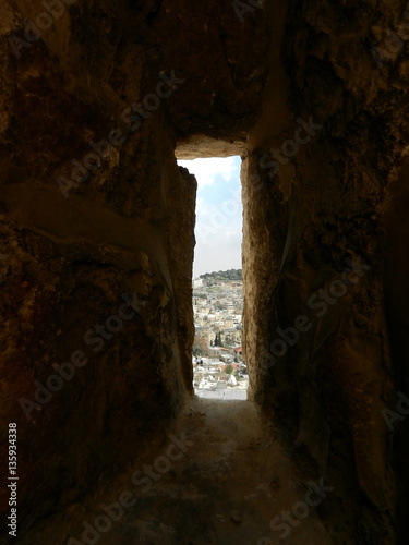 Jerusalem. view through a hole in the wall