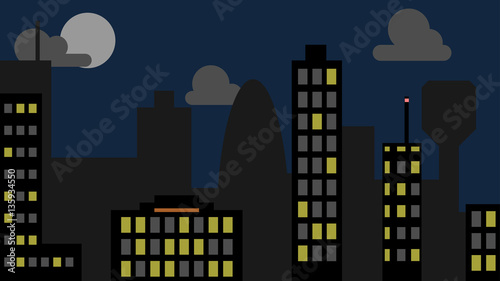 Silhouette night city
