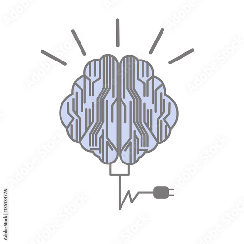 vector idea brain rechrage with plug flat design