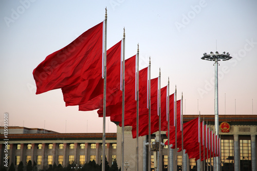 China Landesflagge Platz des Himmlischen Friedens photo