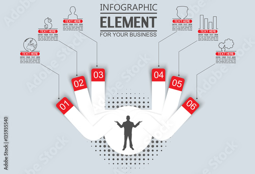 ELEMENT FOR INFOGRAPHIC  TEMPLATE GEOMETRIC FIGURE CIRCLE THIRD EDITION RED