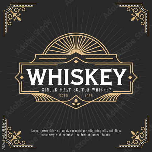 Vintage line frame design for labels, banner, logo, emblem, apparel, t- shirts, sticker and other design object. Vector illustration