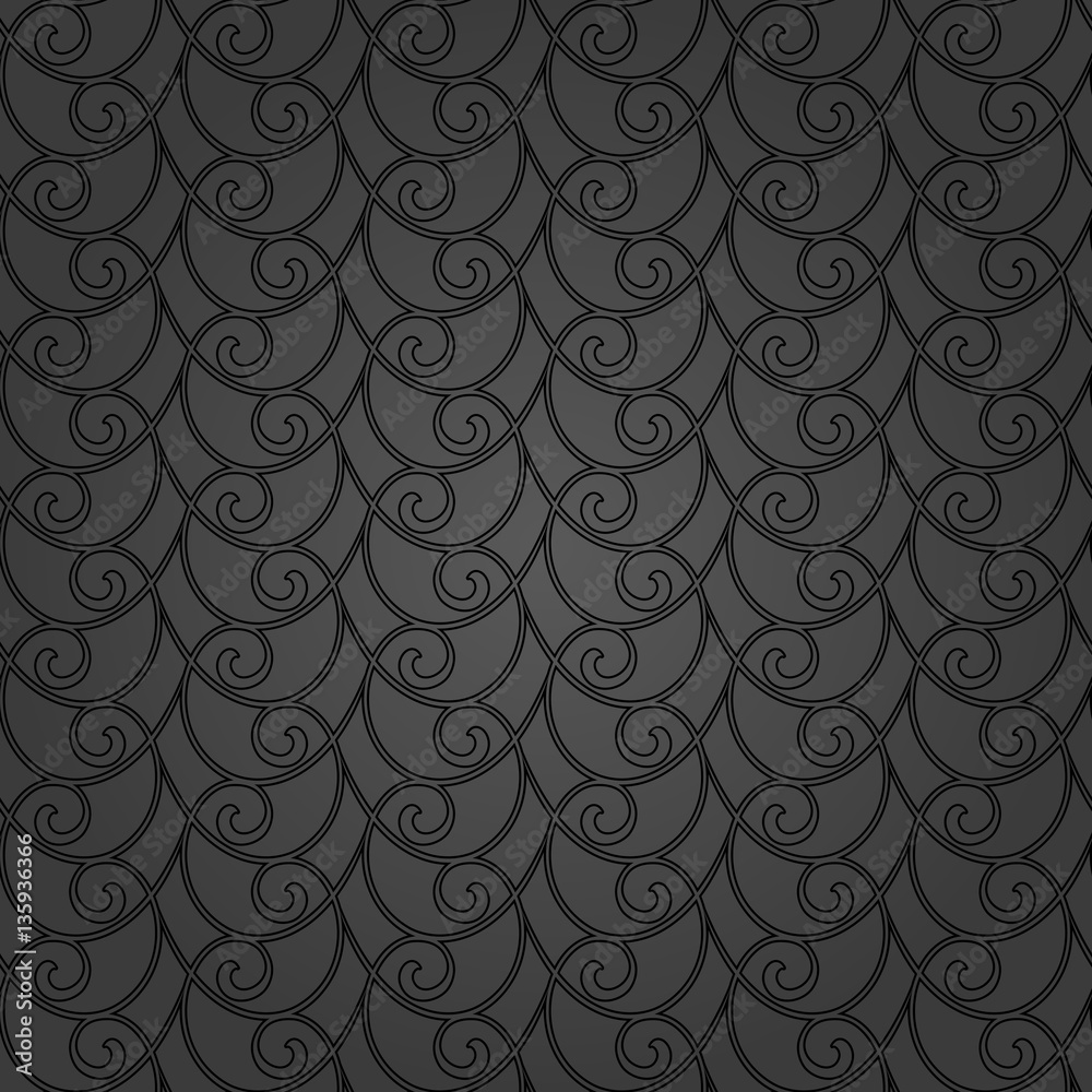 Seamless vector ornament. Modern background. Geometric pattern with repeating dark waves