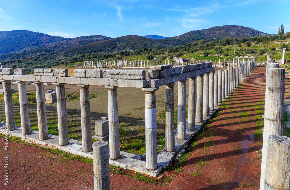 ruins of stadium in ancient Messena, Peloponnese, Greece, Europe