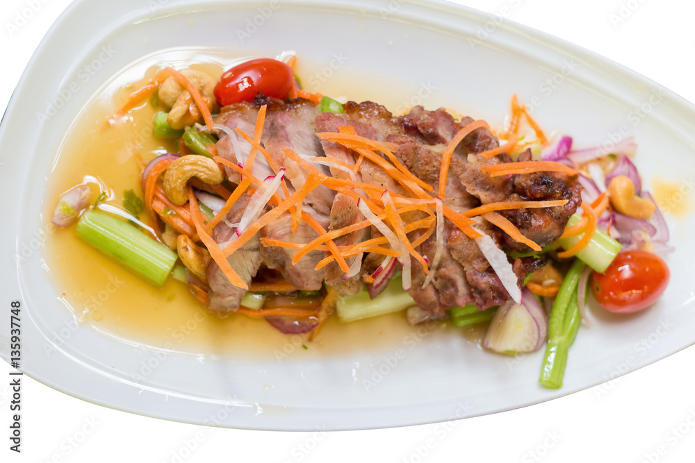 Celery salad with grilled pork. Celery salad with grilled pork.