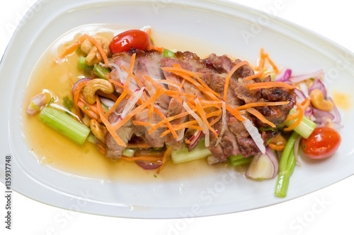 Celery salad with grilled pork.