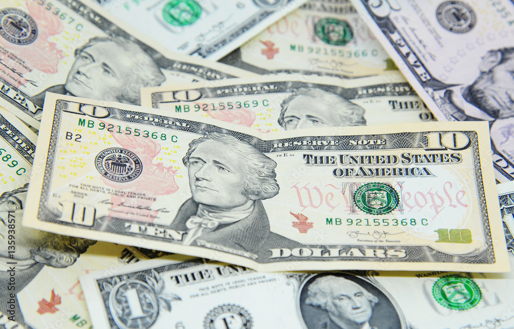 Ten dollars banknote on others Ten dollars banknote on others